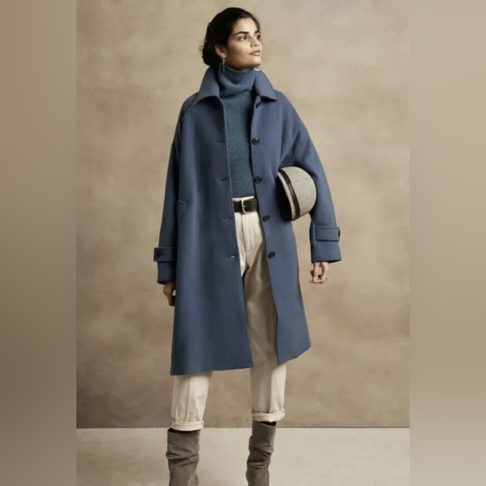NWT! Banana Republic Women’s Lush Blue Italian Melton Cocoon Coat - Multiple